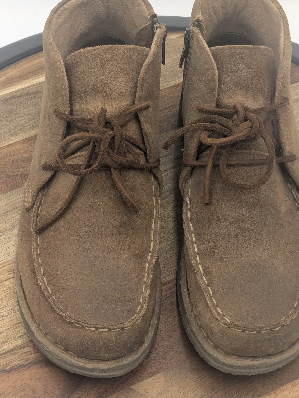 Born Analia Brown Suede Chukka Boots Lace Up Side Zip Ankle Booties Size 10